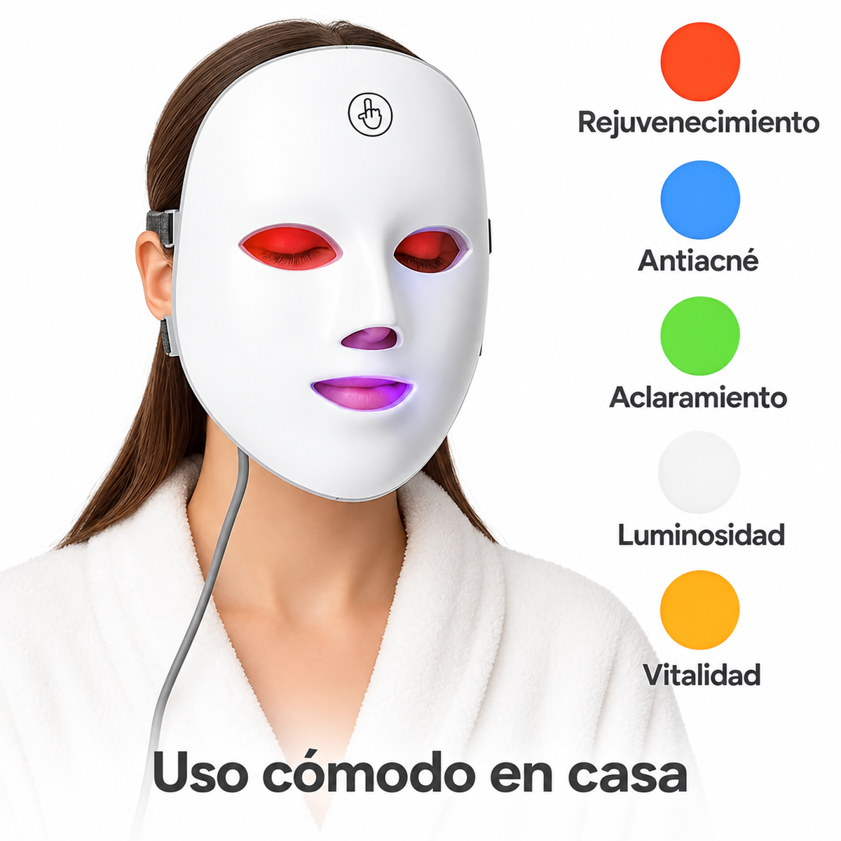 Máscara Facial LED de 7 Colores para el Cuidado de la Piel (Unidad Individual)