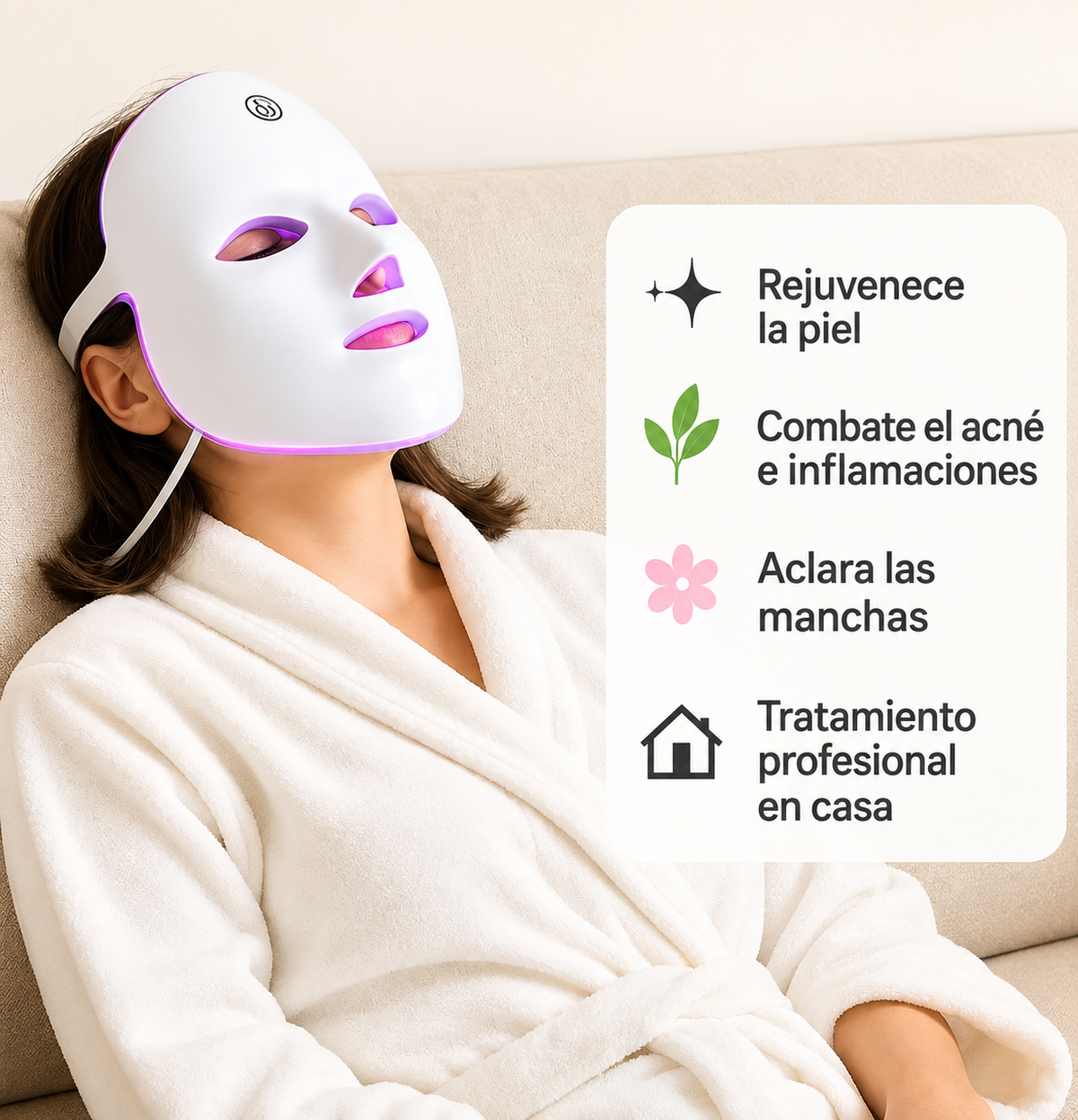 Máscara Facial LED de 7 Colores para el Cuidado de la Piel (Unidad Individual)
